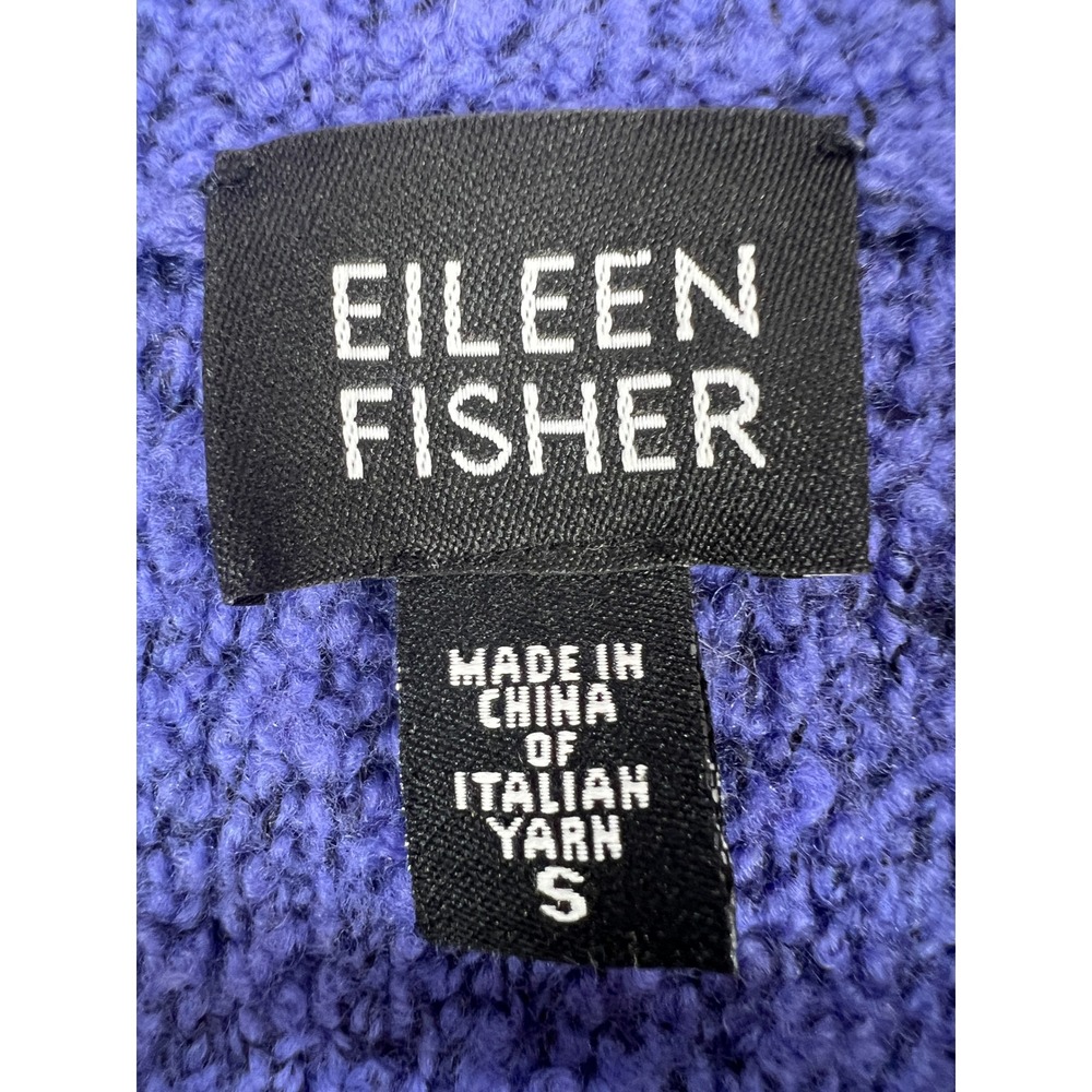 Eileen Fisher Purple Blue Merino Wool Cashmere Shawl Collar Boucle Sweater Small - Picture 5 of 11